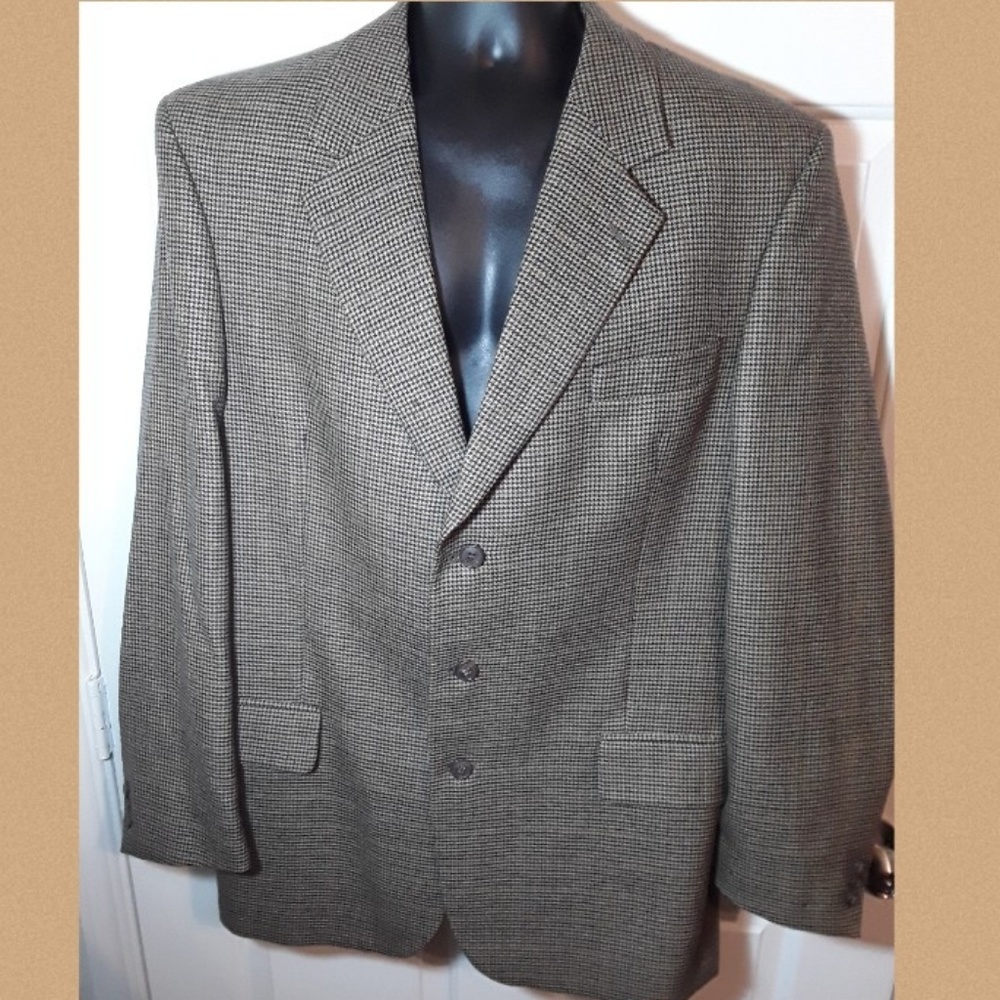 WOOL HOUNDSTOOTH Sport Coat Blazer John Weitz Vint